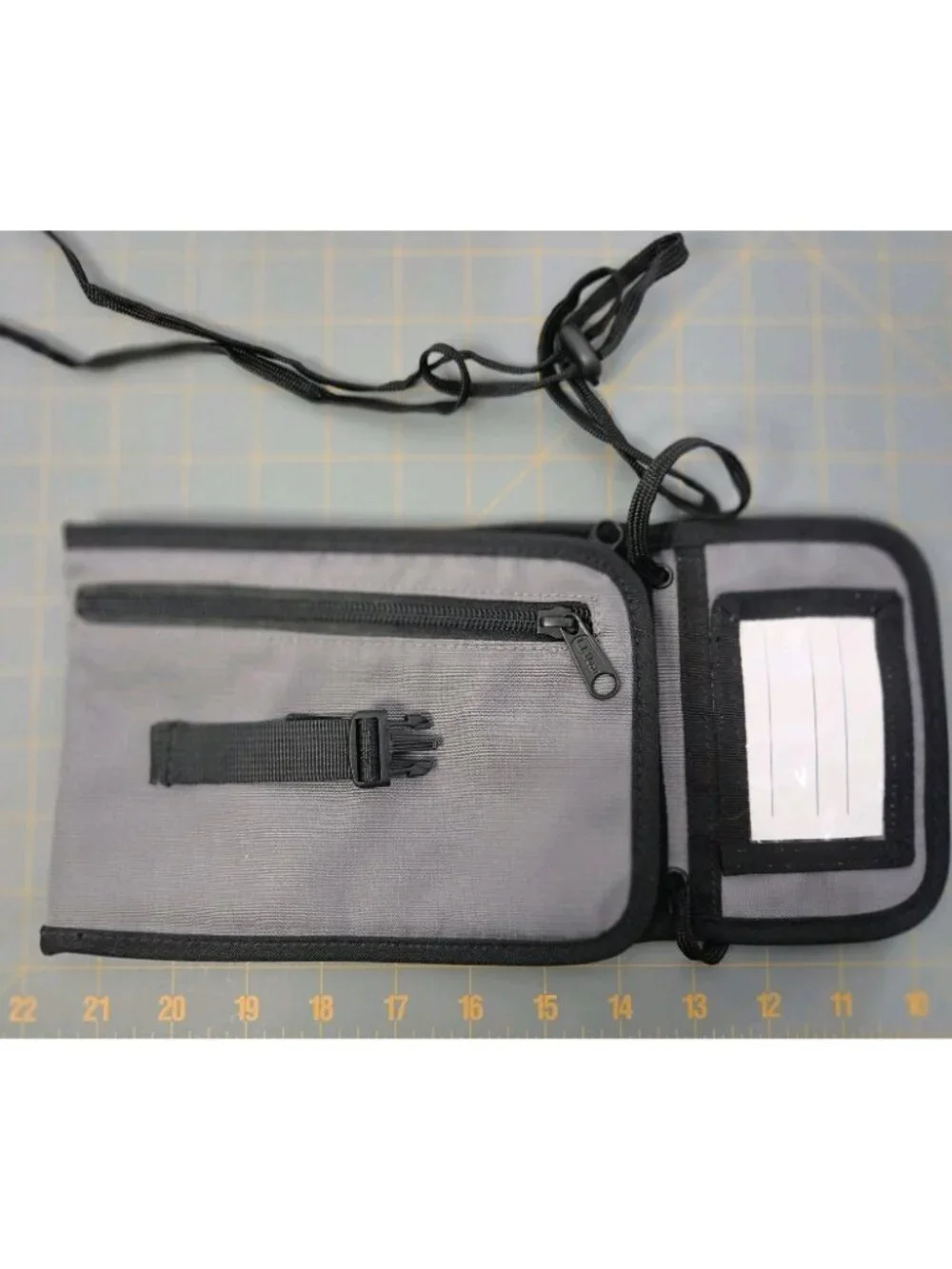 L.L. Bean Travel Neck Wallet w/Zippered Pockets & Buckle Closure Crossbody Grey